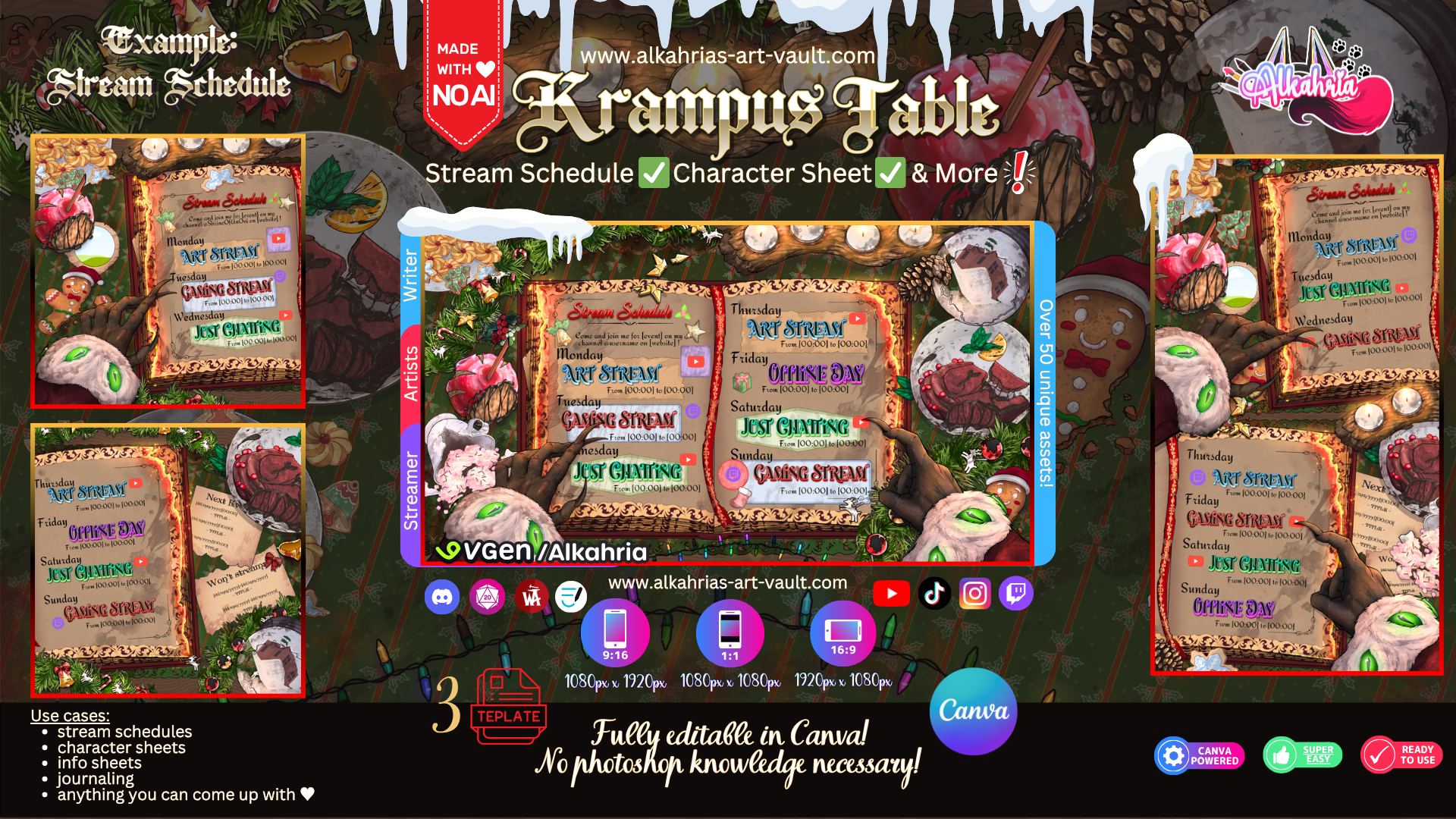 TABLE of KRAMPUS –  Cozy was yesterday - Krampus it is! [40+ Assets in 3 Canva Templates]