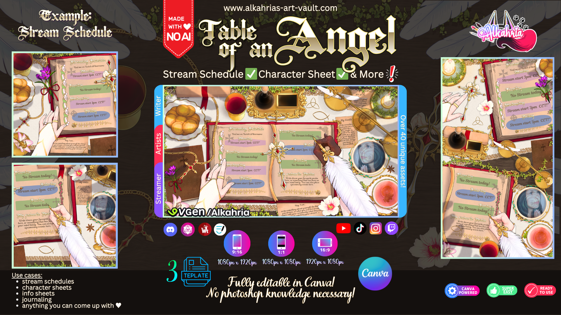 TABLE of an ANGEL - inspired by christianity, infused with fantasy - Art Asset Pack [40+ Assets in 3 Canva Templates] (Kopie)