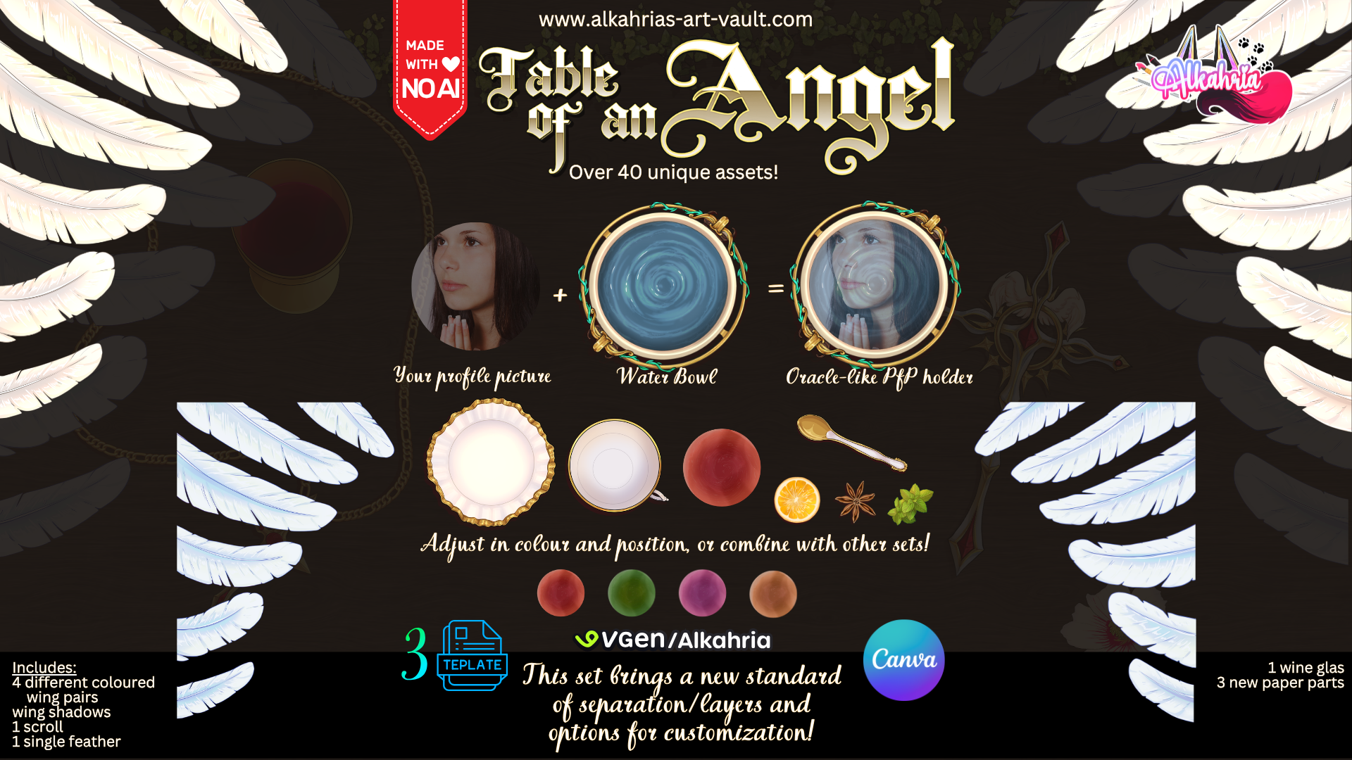 TABLE of an ANGEL - inspired by christianity, infused with fantasy - Art Asset Pack [40+ Assets in 3 Canva Templates] (Kopie)