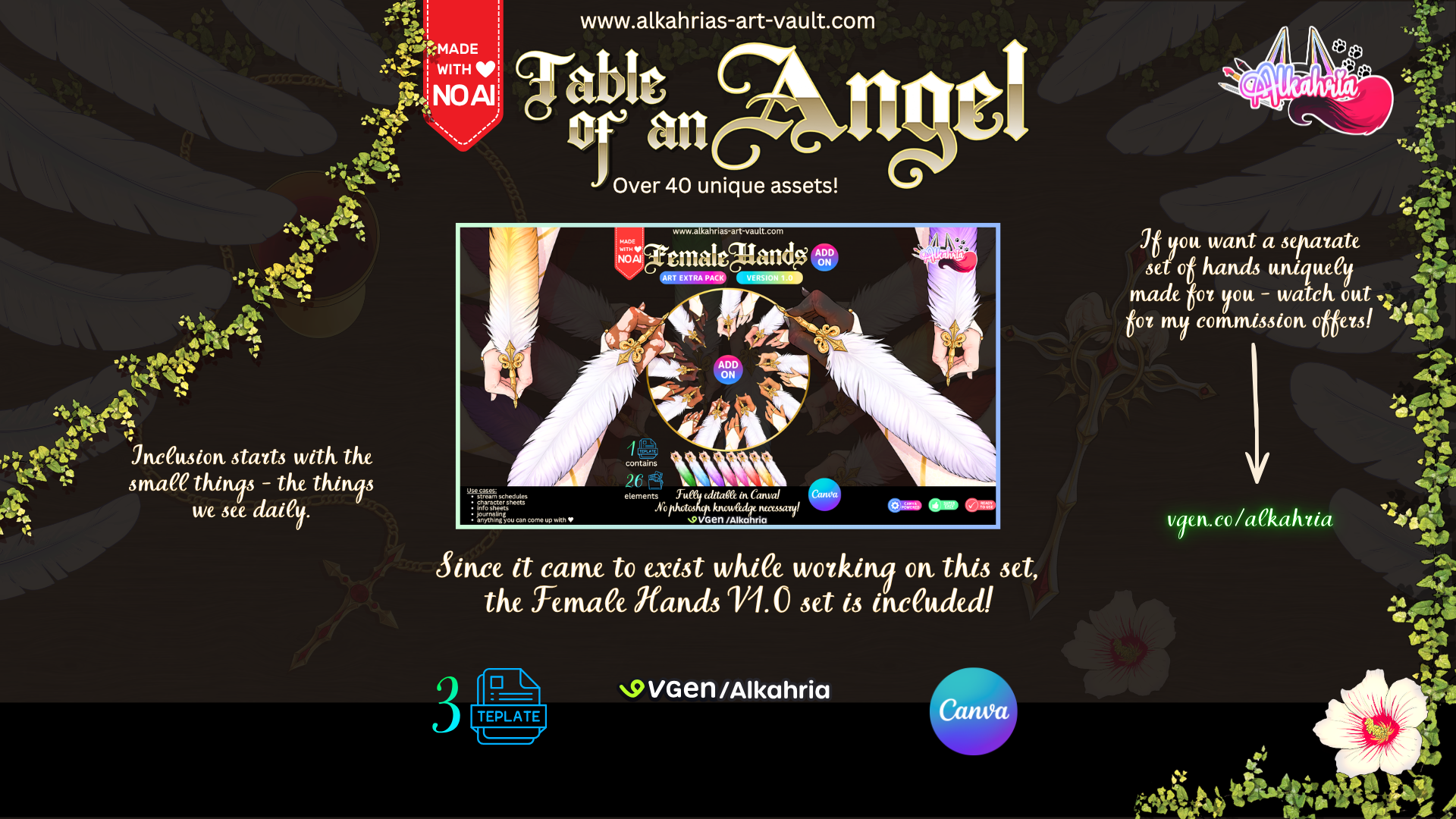 TABLE of an ANGEL - inspired by christianity, infused with fantasy - Art Asset Pack [40+ Assets in 3 Canva Templates] (Kopie)