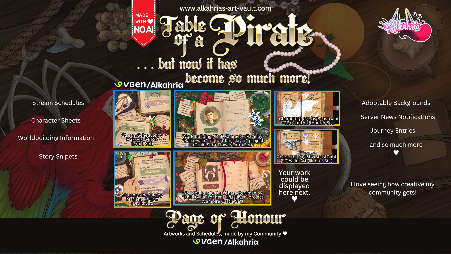 TABLE of a PIRATE - adventurous pirate & companion Art Asset Pack [40+ Assets in 3 Canva Templates]