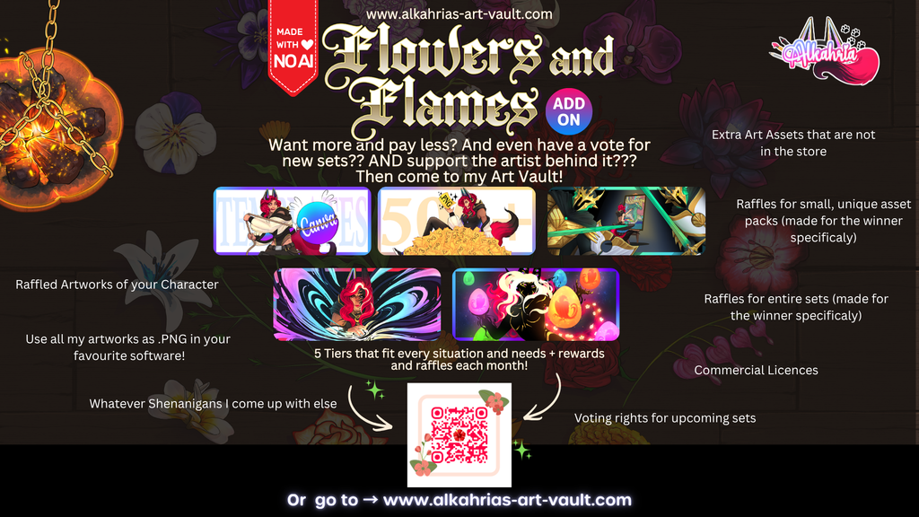 Flowers and Flames - Soft light and colourful flowers for your creative project - Art Asset ADD-ON [25+ Assets in 1 Canva Template]