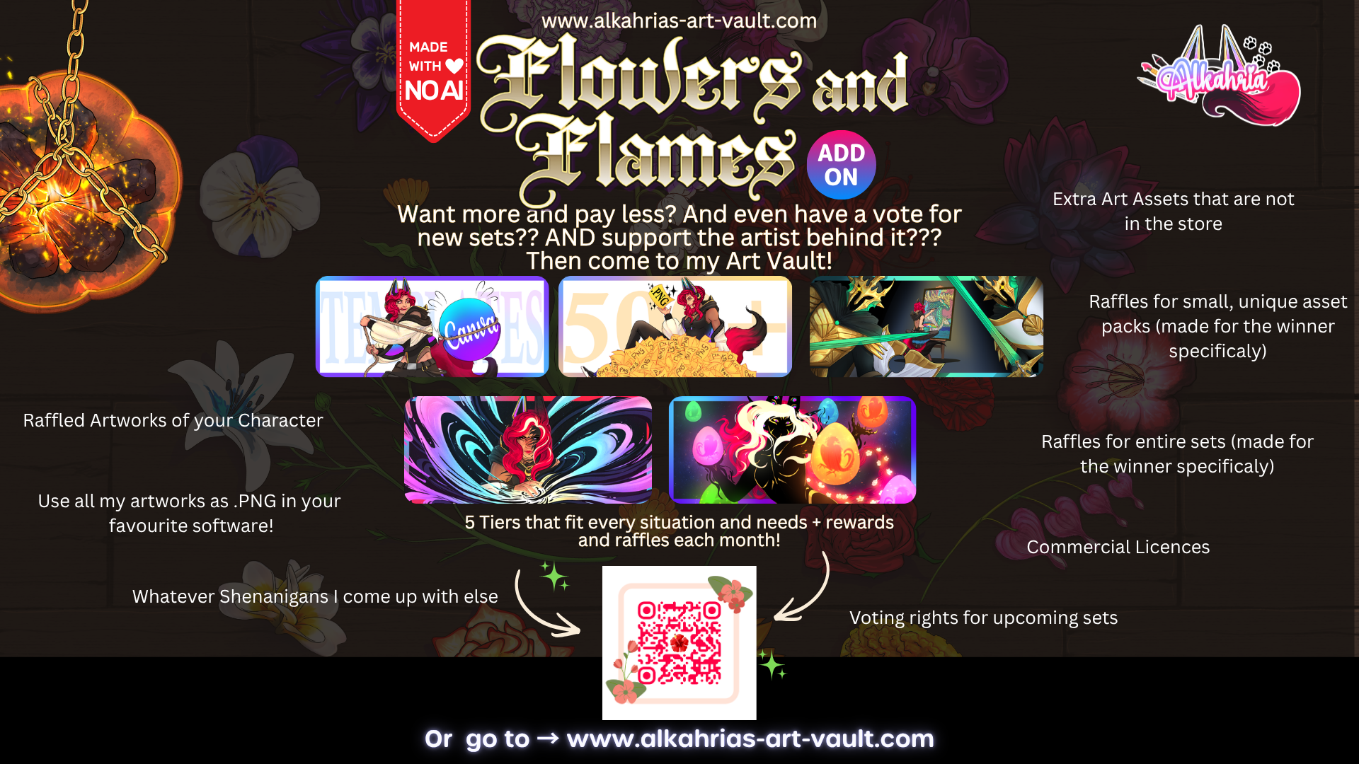 Flowers and Flames - Soft light and colourful flowers for your creative project - Art Asset ADD-ON [25+ Assets in 1 Canva Template]