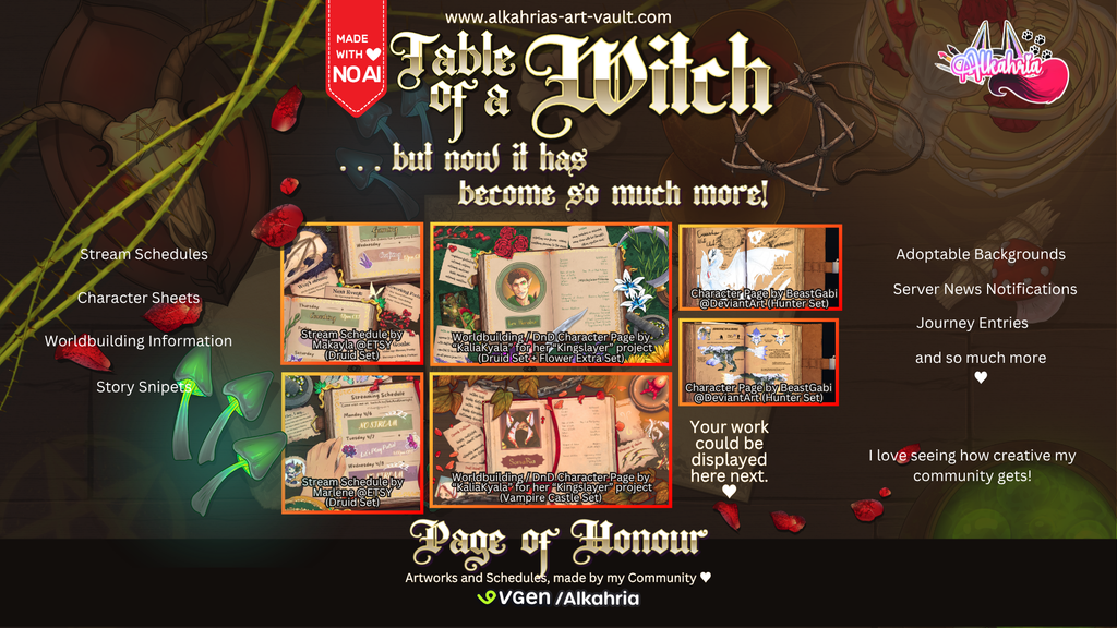 TABLE of a WITCH - moody, dark & shamanistic Art Asset Pack [40+ Assets in 3 Canva Templates]