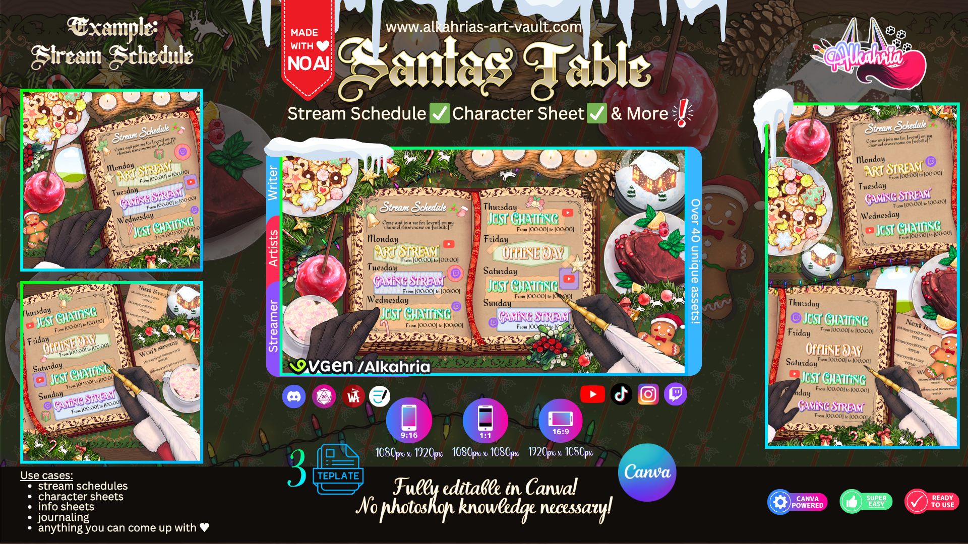 TABLE of SANTA - Cookies, Candles and Cozy Atmosphere Art Asset Pack [40+ Assets in 3 Canva Templates]
