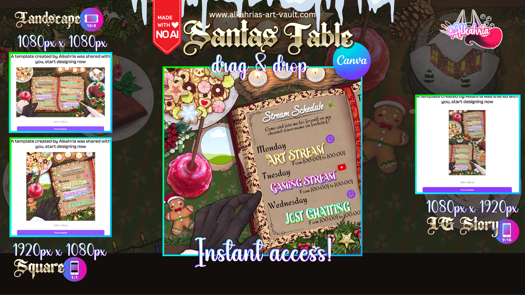 TABLE of SANTA - Cookies, Candles and Cozy Atmosphere Art Asset Pack [40+ Assets in 3 Canva Templates]
