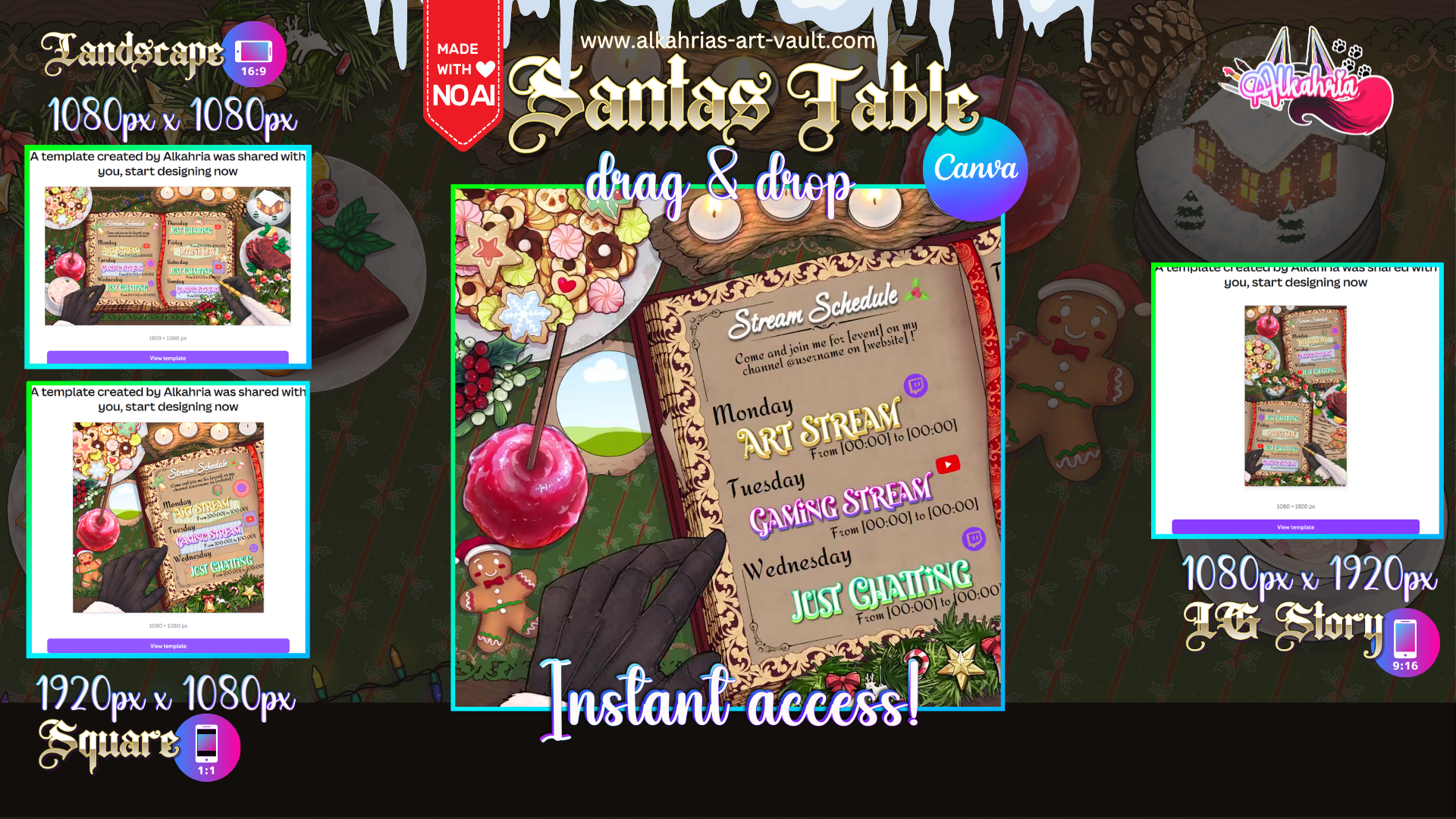 TABLE of SANTA - Cookies, Candles and Cozy Atmosphere Art Asset Pack [40+ Assets in 3 Canva Templates]