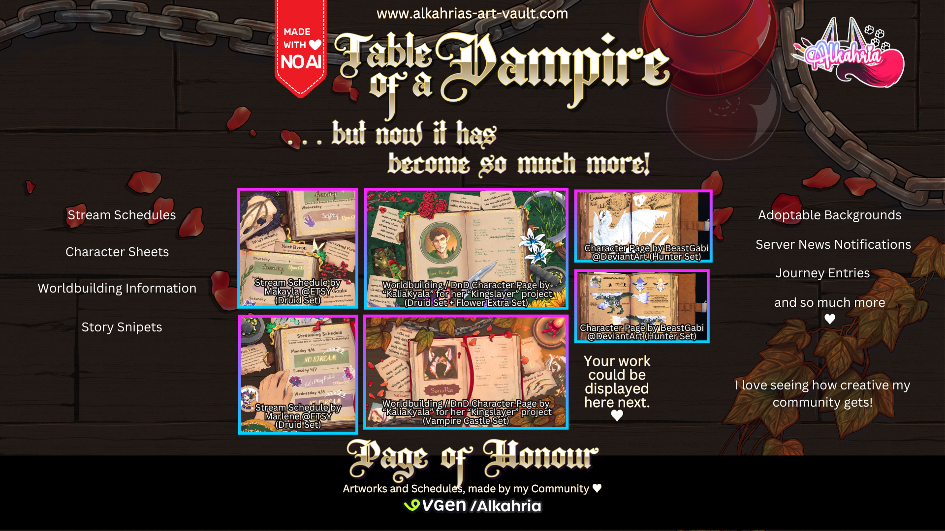 TABLE of a VAMPIRE - dark, romantic vampire Art Asset Pack [40+ Assets in 3 Canva Templates]