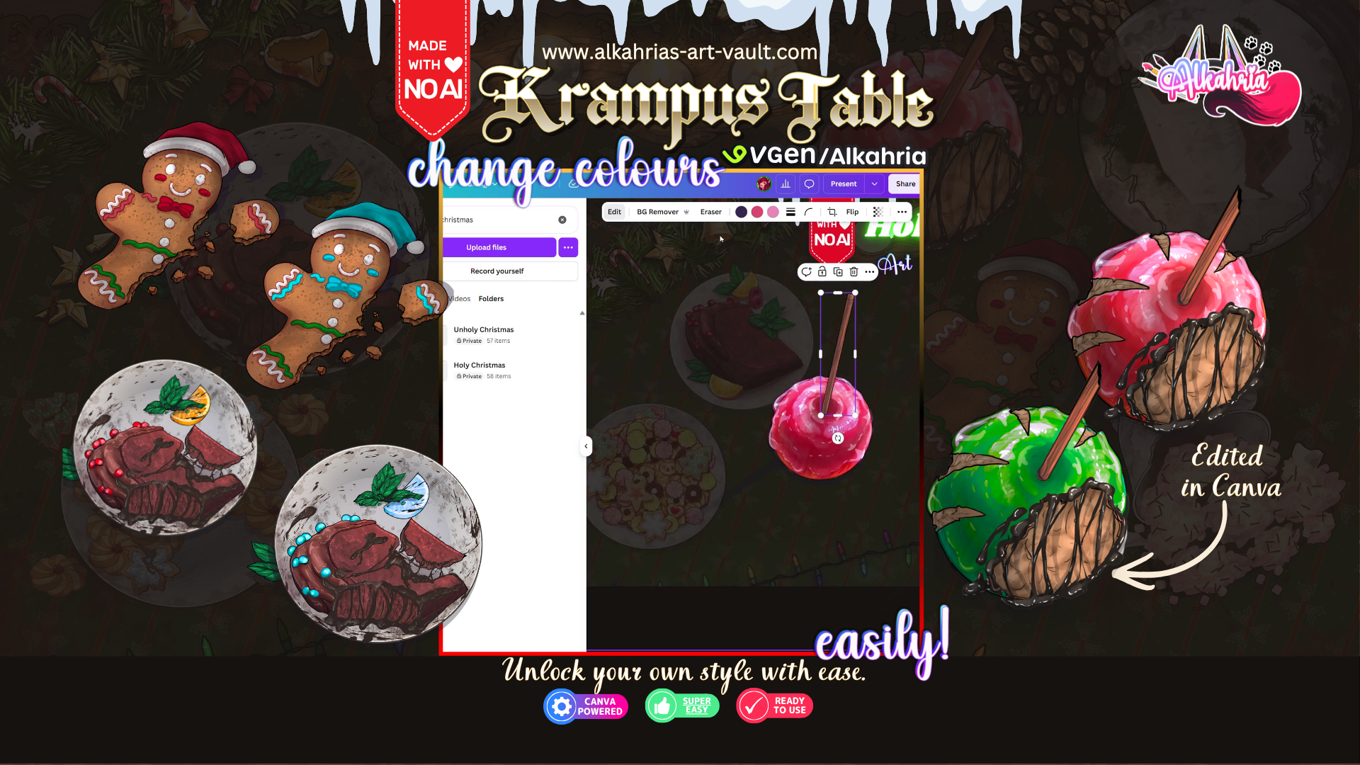 TABLE of KRAMPUS –  Cozy was yesterday - Krampus it is! [40+ Assets in 3 Canva Templates]