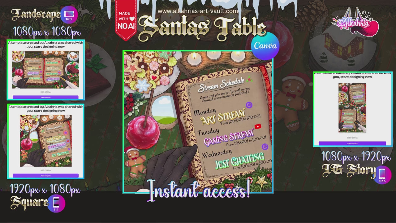 TABLE of SANTA - Cookies, Candles and Cozy Atmosphere Art Asset Pack [40+ Assets in 3 Canva Templates]