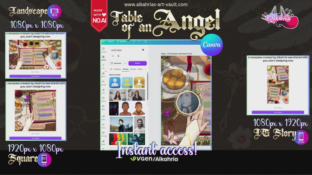 TABLE of an ANGEL - inspired by christianity, infused with fantasy - Art Asset Pack [40+ Assets in 3 Canva Templates] (Kopie)